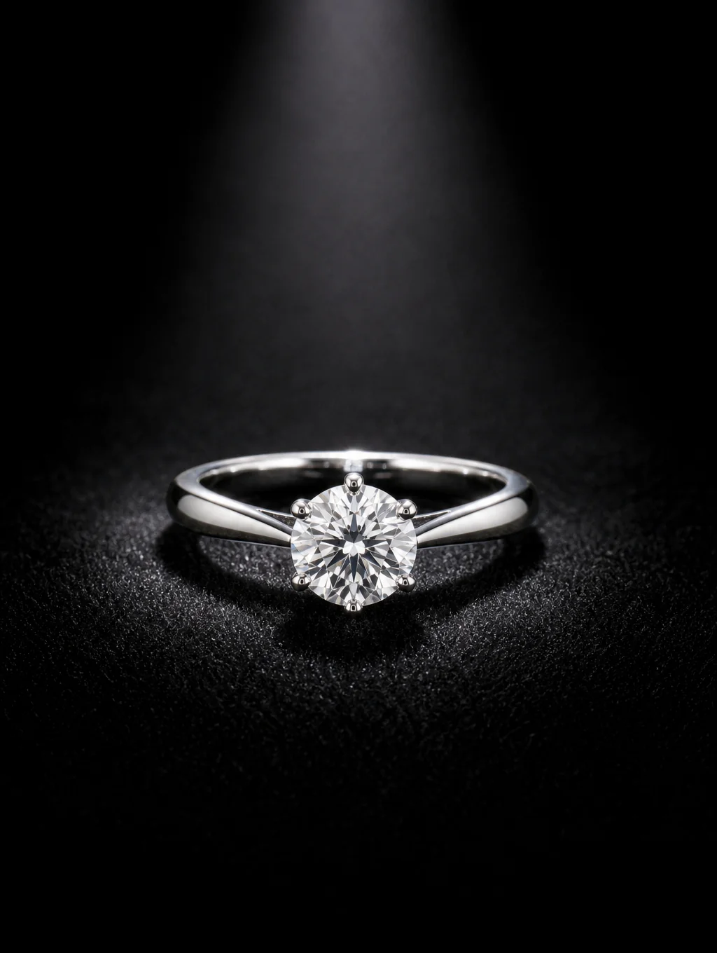 Handcrafted diamond ring on velvet display